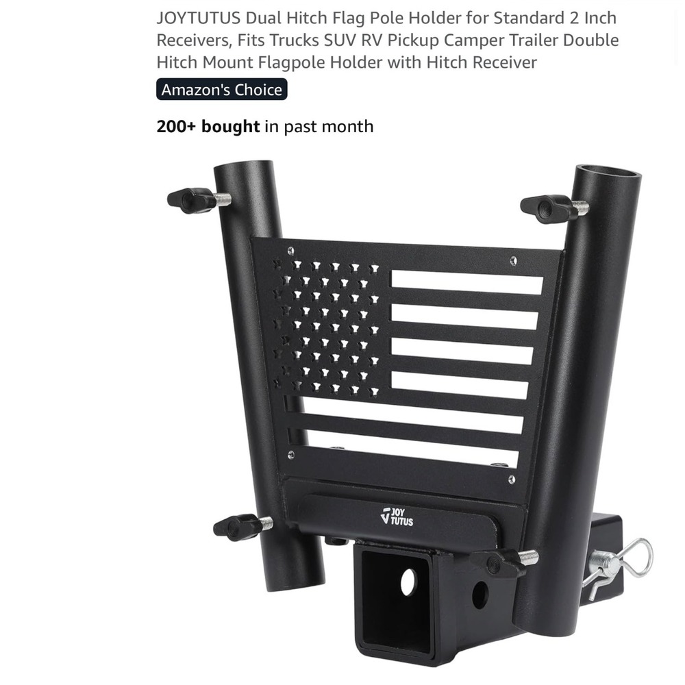 Dual Flag Pole Holder for 2 Inch Hitch Receiver Truck SUV RV Camper